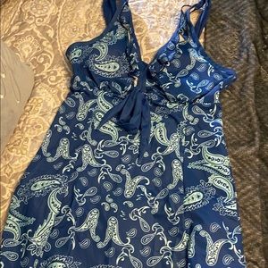 Large Blue patterned tankini w solid blue bottom